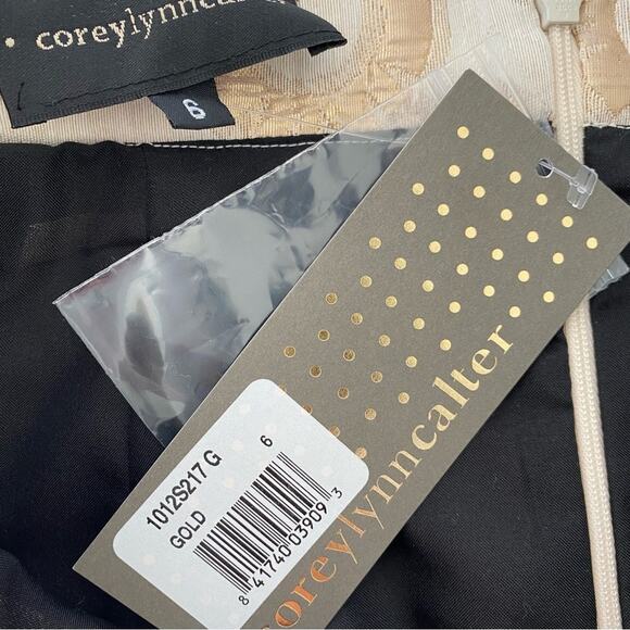 NWT Anthropologie Corey Lynn Calter Latia Gold Metallic Brocade Pencil Skirt 6 - Picture 8 of 13